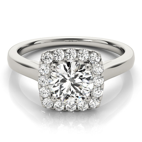 Squared Shape Halo Engagement Ring
