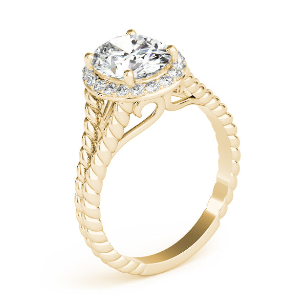 Oval Shape Halo Braided Shank Engagement Rings