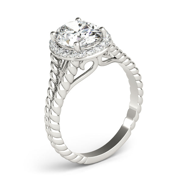 Oval Shape Halo Braided Shank Engagement Rings