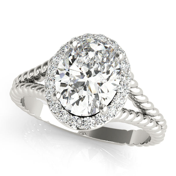 Oval Shape Halo Braided Shank Engagement Rings