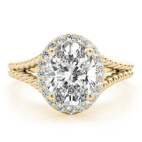 Oval Shape Halo Braided Shank Engagement Rings