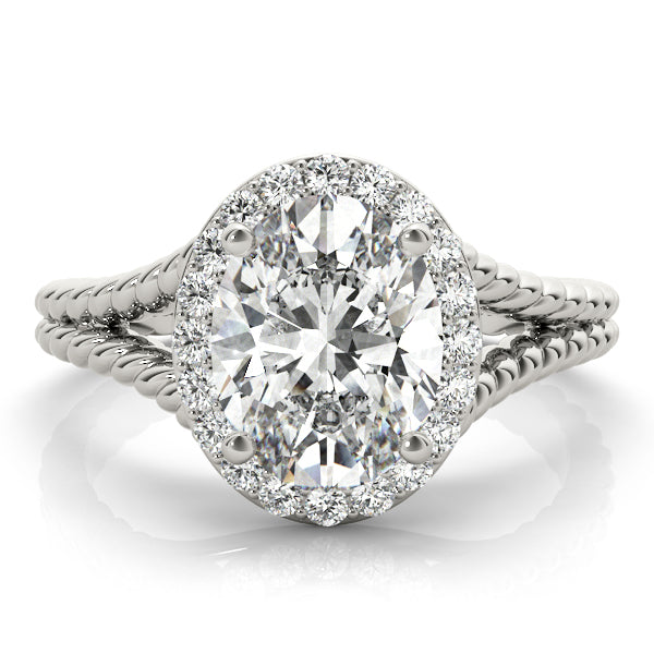 Oval Shape Halo Braided Shank Engagement Rings