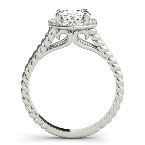 Oval Shape Halo Braided Shank Engagement Rings