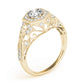 Vintage Milgrain Halo Hexagon Shaped Engagement Rings