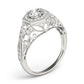 Vintage Milgrain Halo Hexagon Shaped Engagement Rings