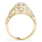 Vintage Milgrain Halo Hexagon Shaped Engagement Rings