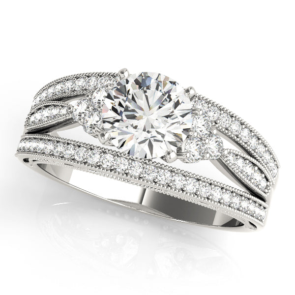 Multirow Milgrain Prong Set Engagement Rings
