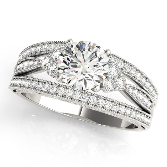 Multirow Milgrain Prong Set Engagement Rings