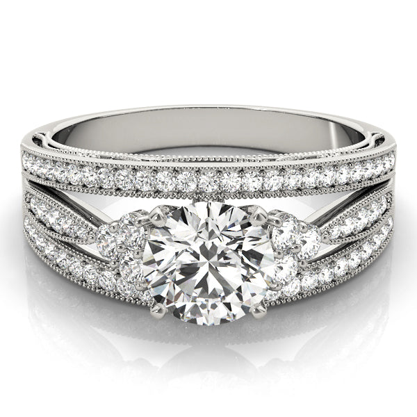 Multirow Milgrain Prong Set Engagement Rings