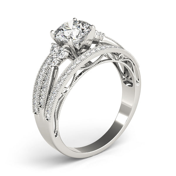 Multirow Milgrain Prong Set Engagement Rings