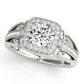Vintage Single Row Halo Migrain Engagement Ring