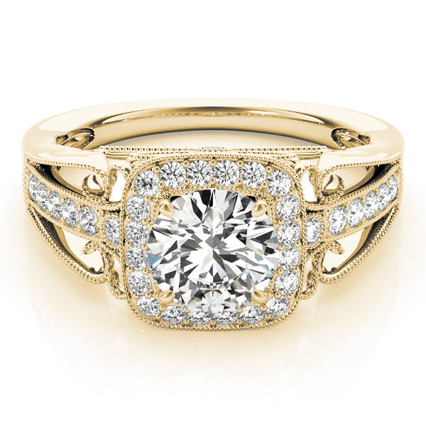 Vintage Single Row Halo Migrain Engagement Ring