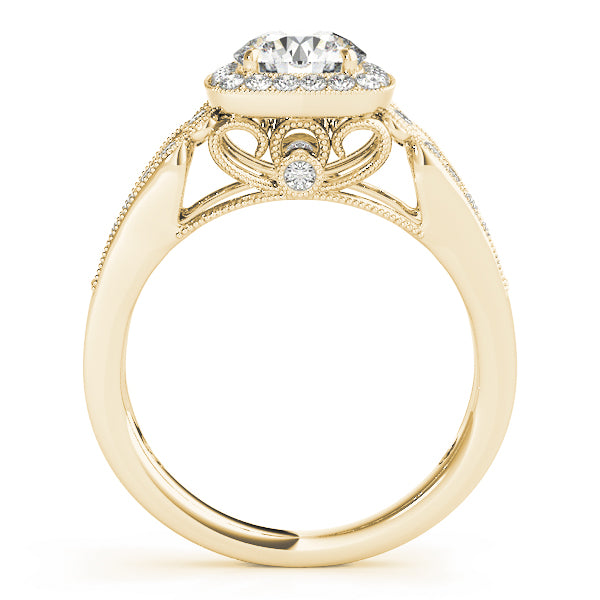 Vintage Single Row Halo Migrain Engagement Ring