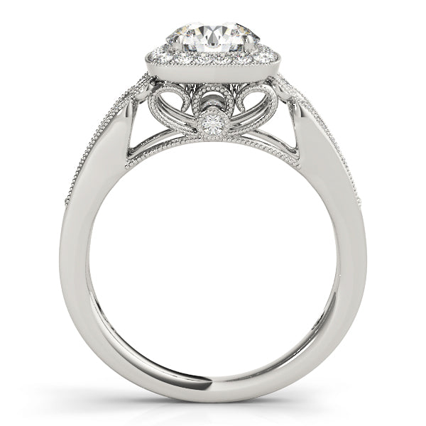 Vintage Single Row Halo Migrain Engagement Ring