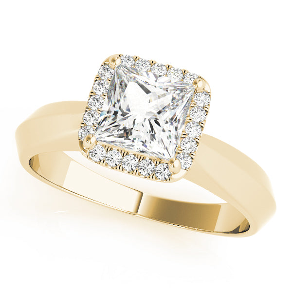 Solitaire Cushion Cut Halo Engagement Ring