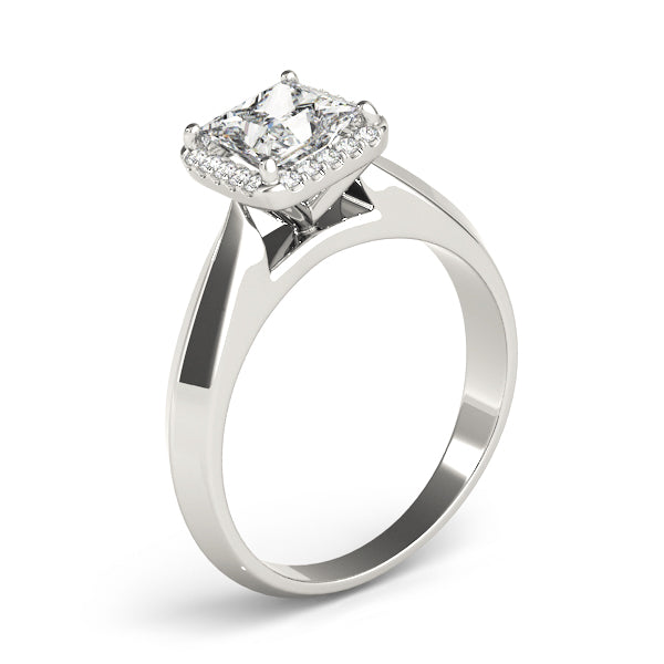 Solitaire Cushion Cut Halo Engagement Ring