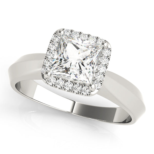 Solitaire Cushion Cut Halo Engagement Ring