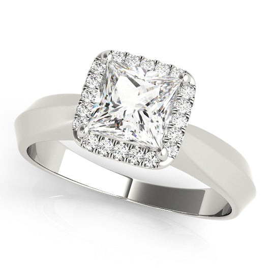 Solitaire Cushion Cut Halo Engagement Ring