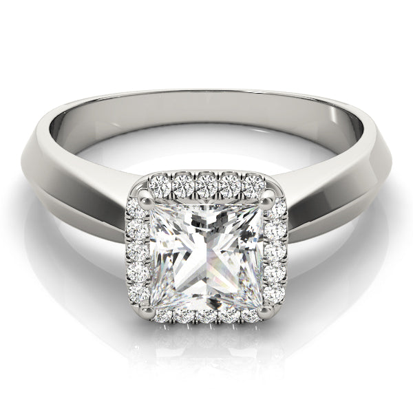 Solitaire Cushion Cut Halo Engagement Ring