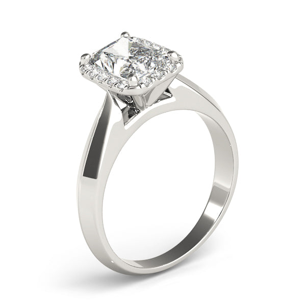 Solitaire Halo Emerald Engagement Ring