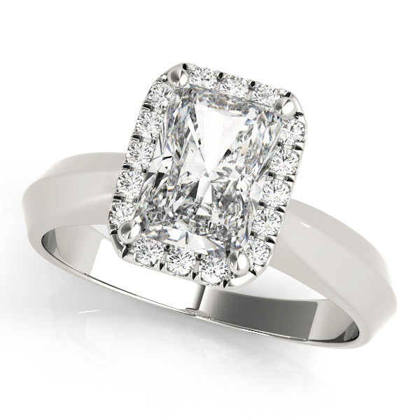 Solitaire Halo Emerald Engagement Ring