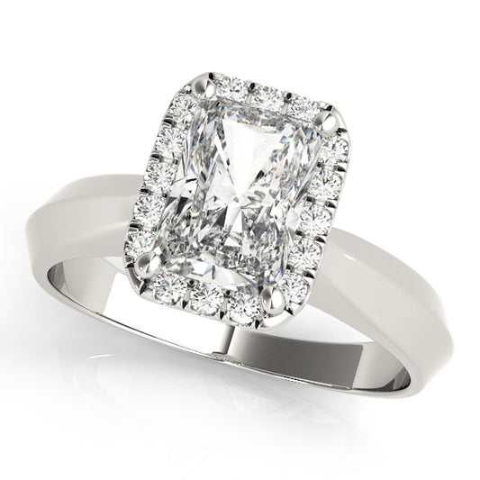 Solitaire Halo Emerald Engagement Ring