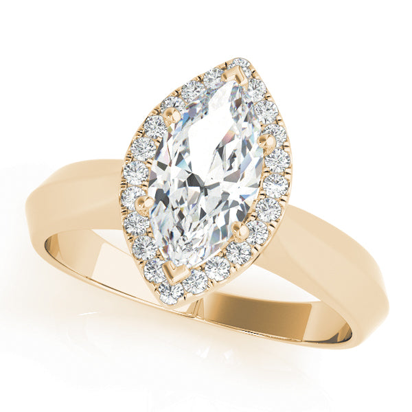Marquise Shape Solitaire Halo Engagement Ring