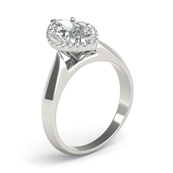 Marquise Shape Solitaire Halo Engagement Ring