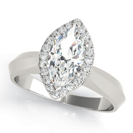Marquise Shape Solitaire Halo Engagement Ring