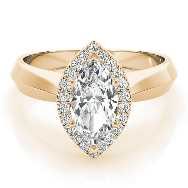 Marquise Shape Solitaire Halo Engagement Ring