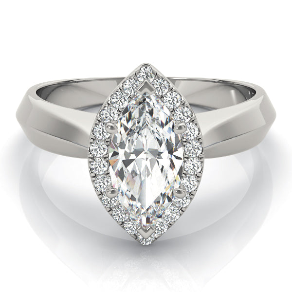 Marquise Shape Solitaire Halo Engagement Ring