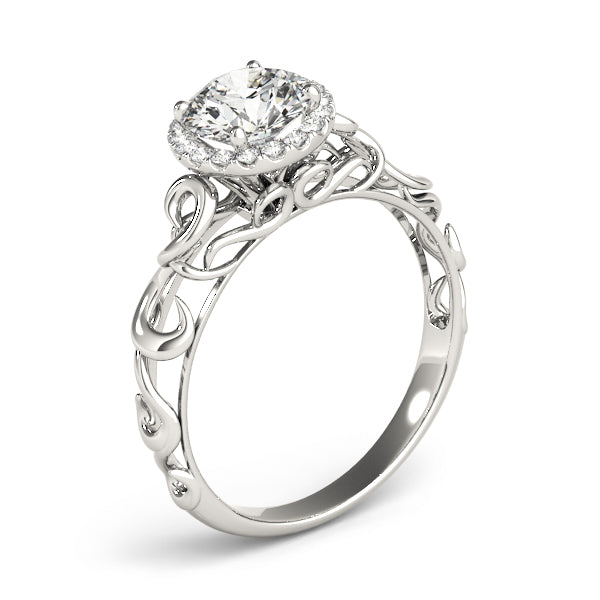 Solitaire Filigree Halo Engagement Ring