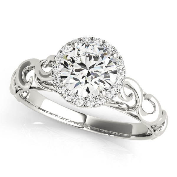 Solitaire Filigree Halo Engagement Ring