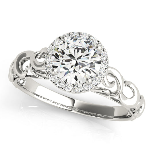 Solitaire Filigree Halo Engagement Ring