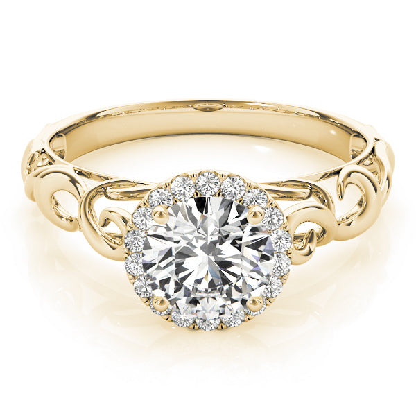 Solitaire Filigree Halo Engagement Ring