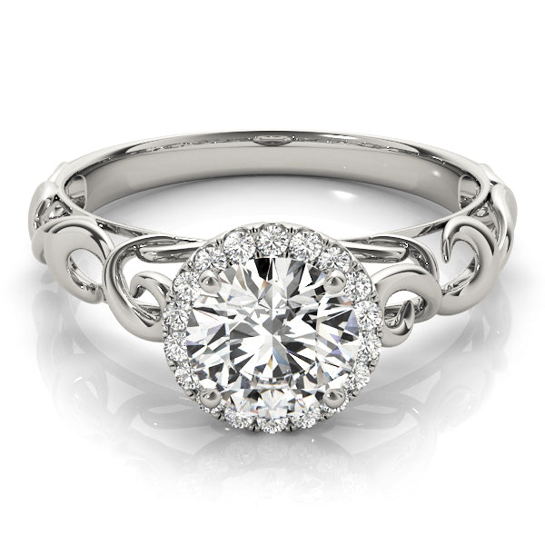 Solitaire Filigree Halo Engagement Ring