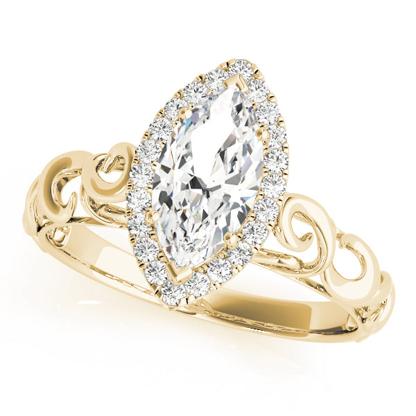 Solitaire Filigree Pear Shaped Engagement Rings