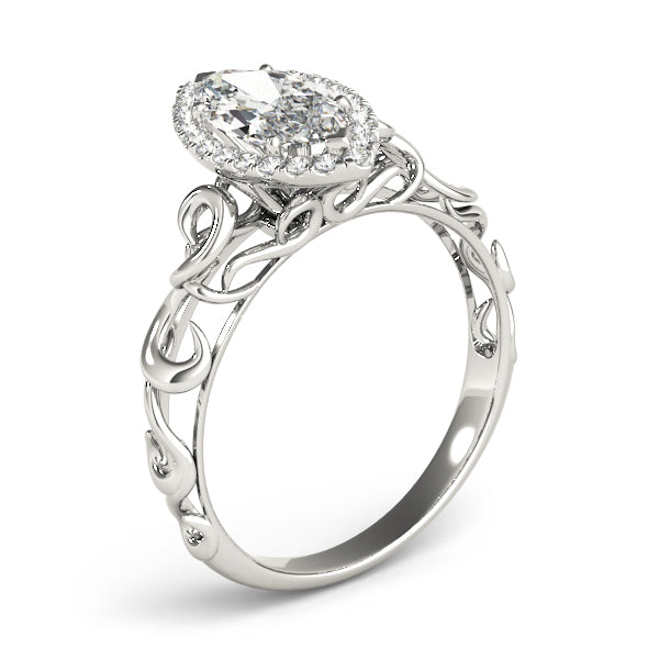 Solitaire Filigree Pear Shaped Engagement Rings