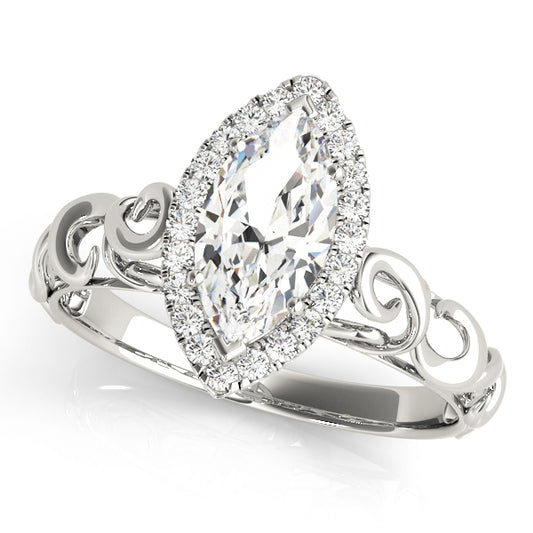 Solitaire Filigree Pear Shaped Engagement Rings