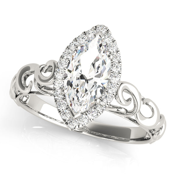 Solitaire Filigree Pear Shaped Engagement Rings