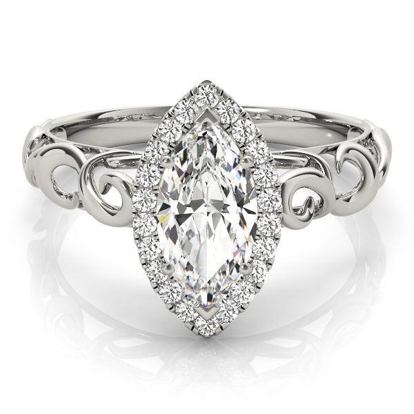 Solitaire Filigree Pear Shaped Engagement Rings