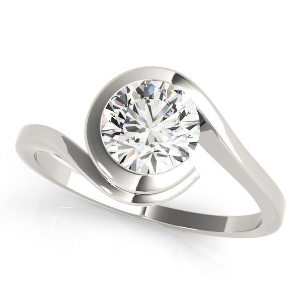 Bypass Swirl Solitaire Engagement Ring