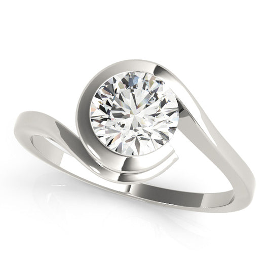 Bypass Swirl Solitaire Engagement Ring