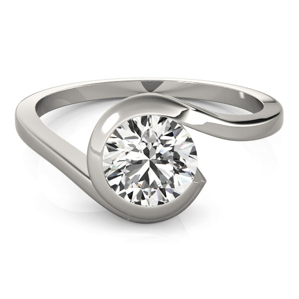 Bypass Swirl Solitaire Engagement Ring