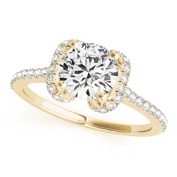 Single Row Halo Round Engagement Ring