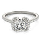 Single Row Halo Round Engagement Ring