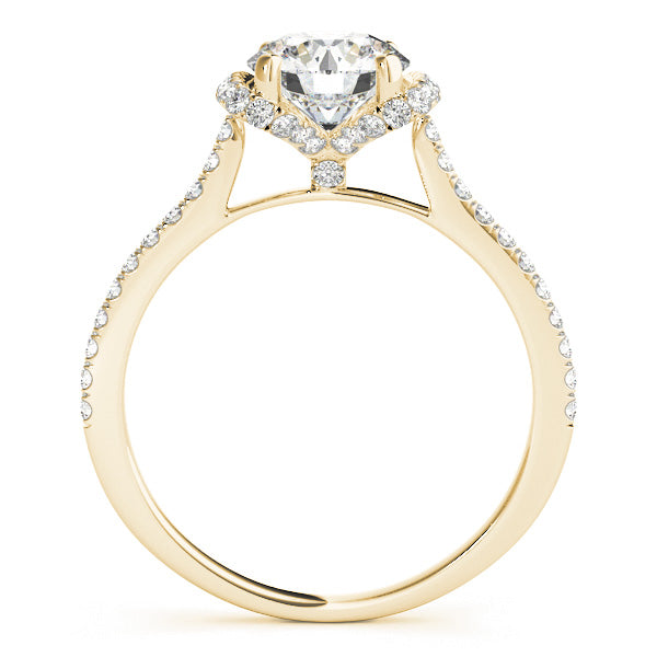 Single Row Halo Round Engagement Ring