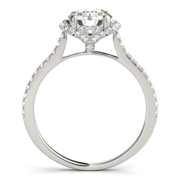 Single Row Halo Round Engagement Ring