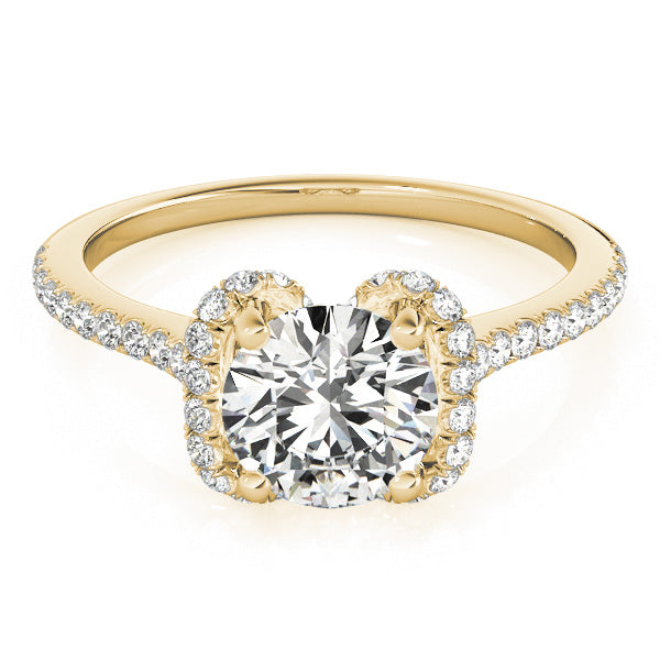 Single Row Halo Round Engagement Ring