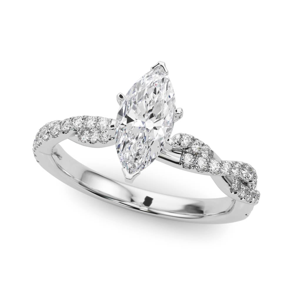 Twisting Diamond Adorned Engagement Ring